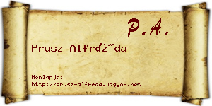 Prusz Alfréda névjegykártya